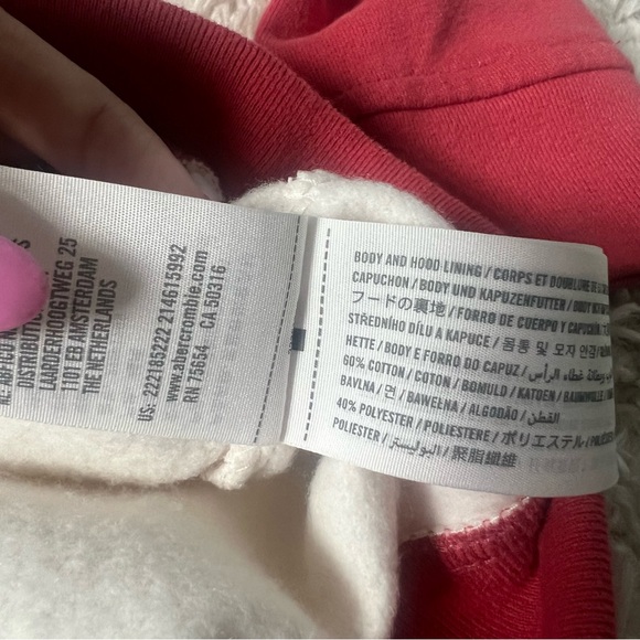Abercrombie kids Red and White Sweat Set Hoodie and Joggers Size 9/10 - Picture 5 of 11